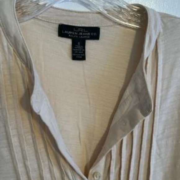 Ralph Lauren Jeans Company Cream Pleated Tunic, Size Small, So Feminine - Picture 2 of 3